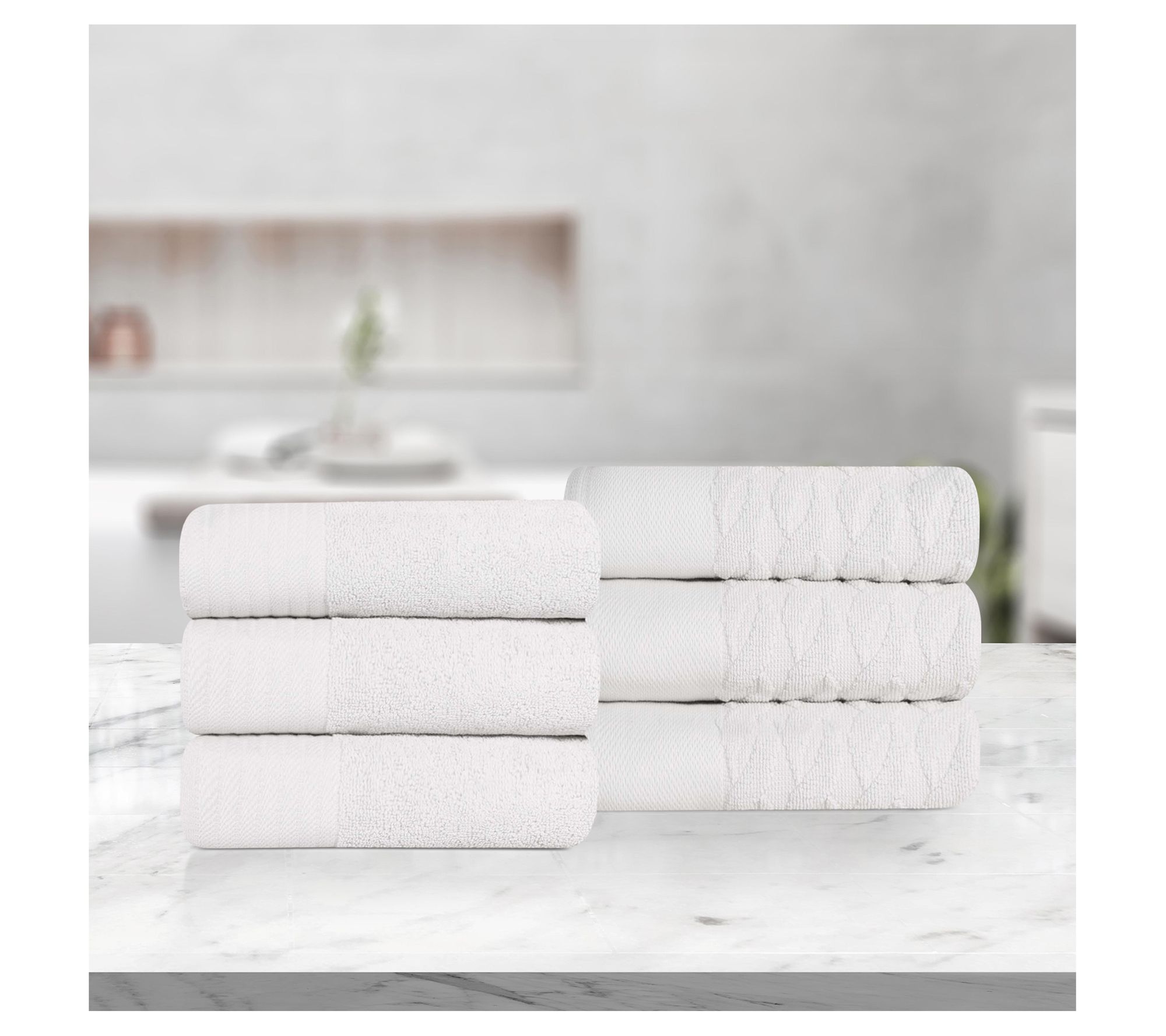 Superior 6-PC Jacquard and Solid Hand Towels