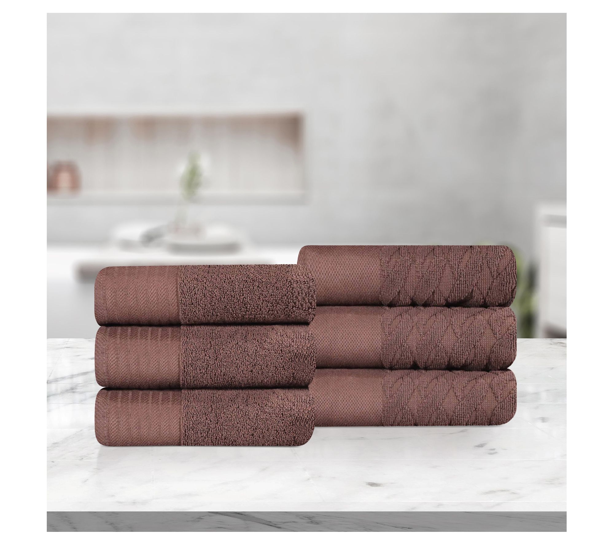 Superior 6-PC Jacquard and Solid Hand Towels