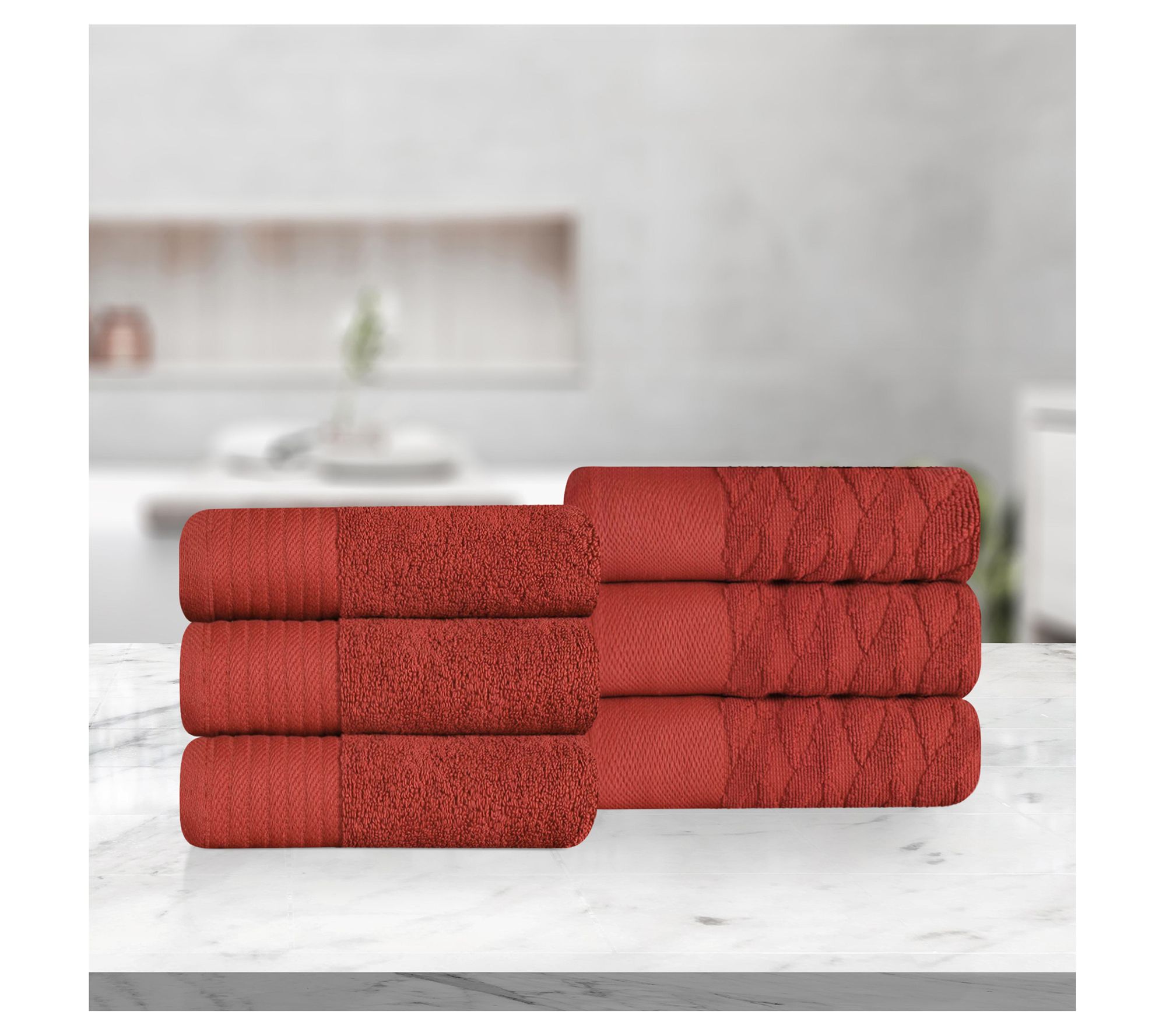 Superior 6-PC Jacquard and Solid Hand Towels