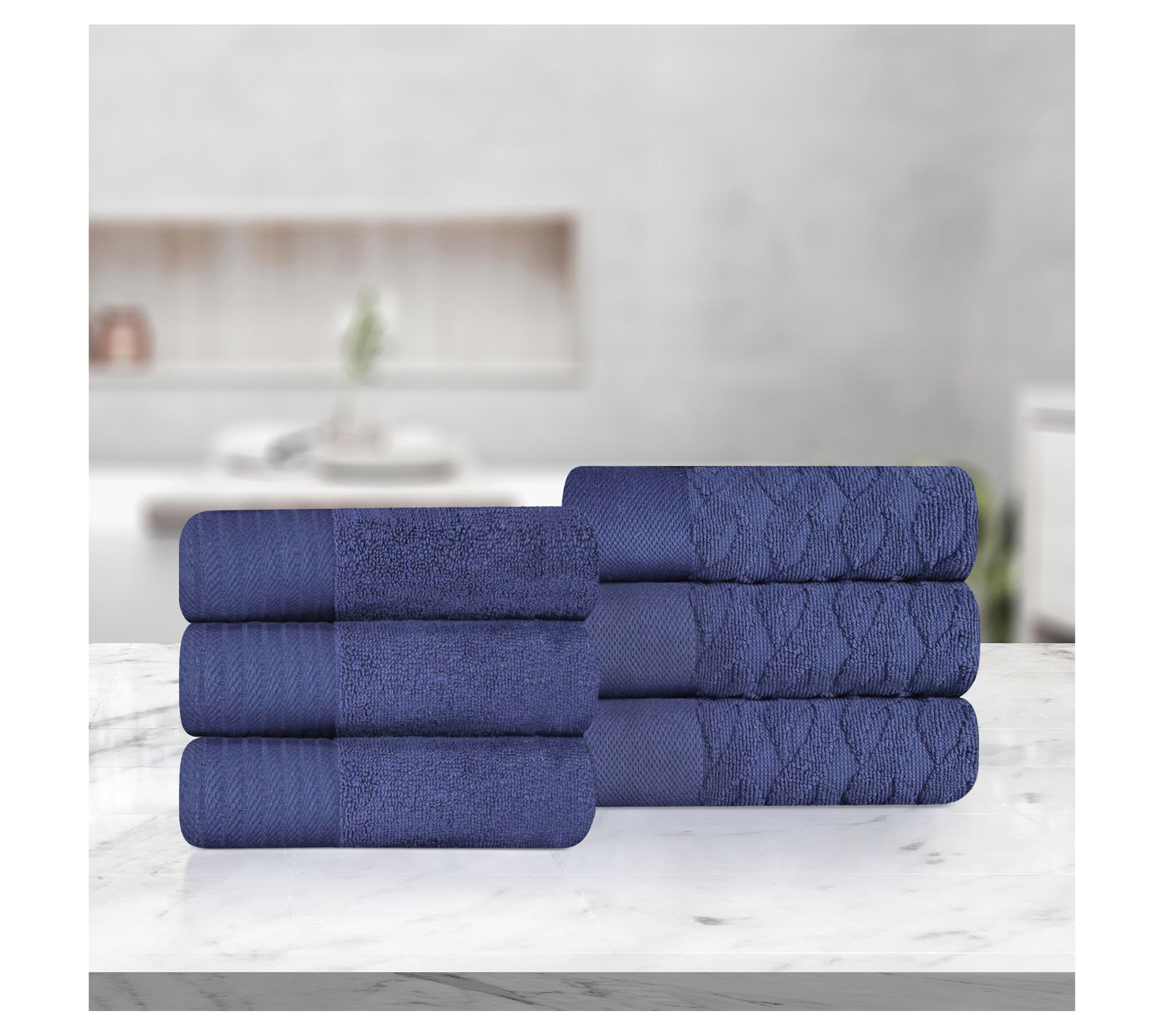 Superior 6-PC Jacquard and Solid Hand Towels