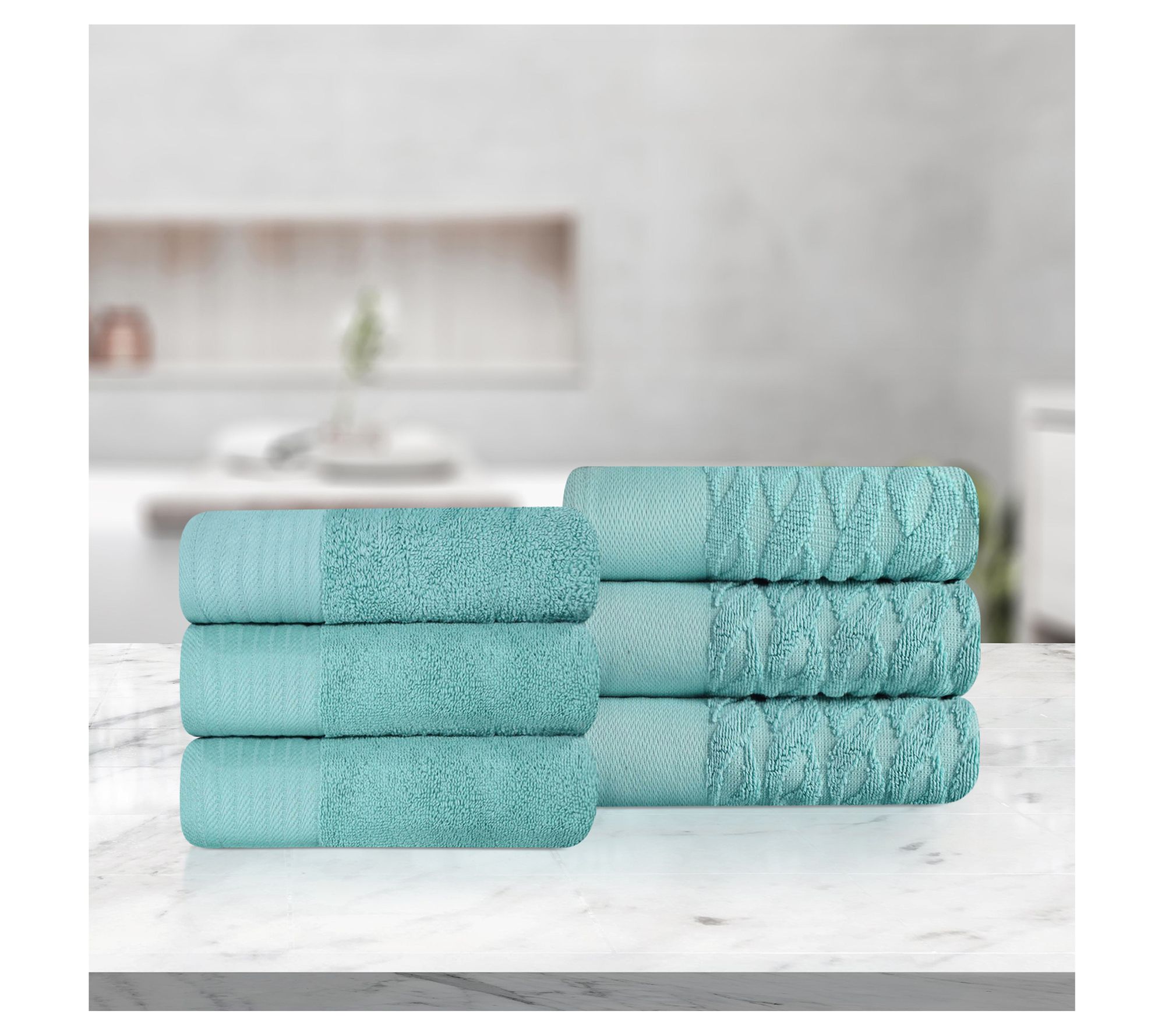 Superior 6-PC Jacquard and Solid Hand Towels