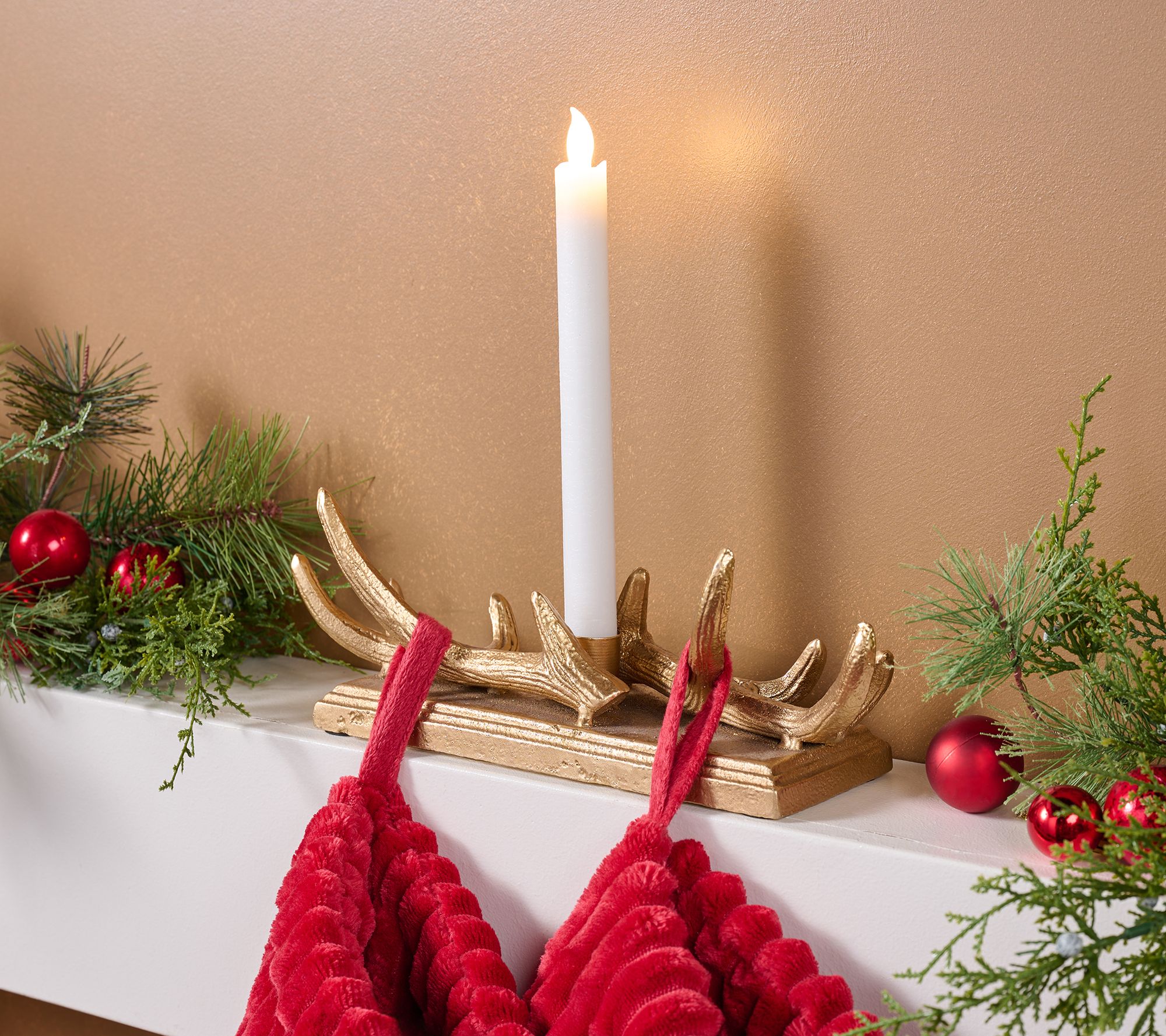 12" Stocking Hanger with Taper Candle Holder by Lauren McBride