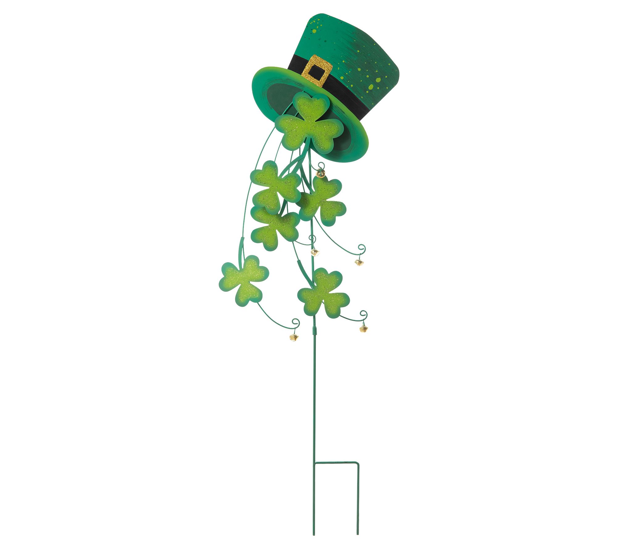 Glitzhome 42" St. Patrick's Leprechaun Hat Shamrock Yard Stake