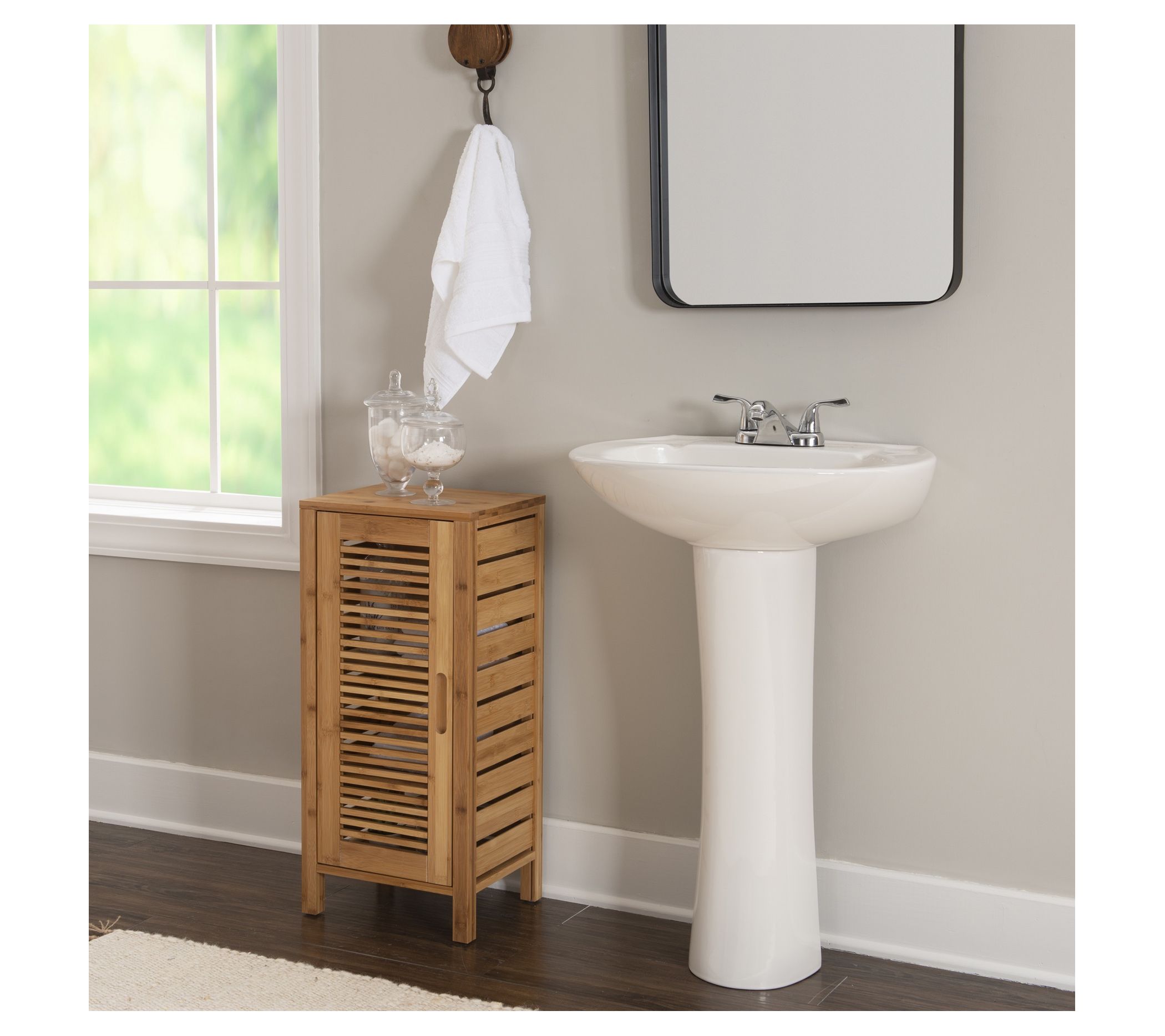 Linon Home Baxter Bamboo Three Shelf Bathroom Floor Cabinet