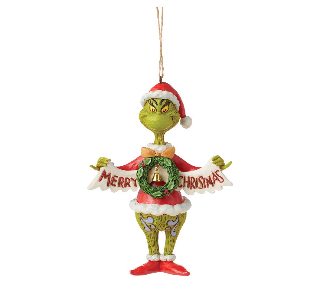 Grinch by Jim Shore Grinch Holding Banner Hanging Ornament