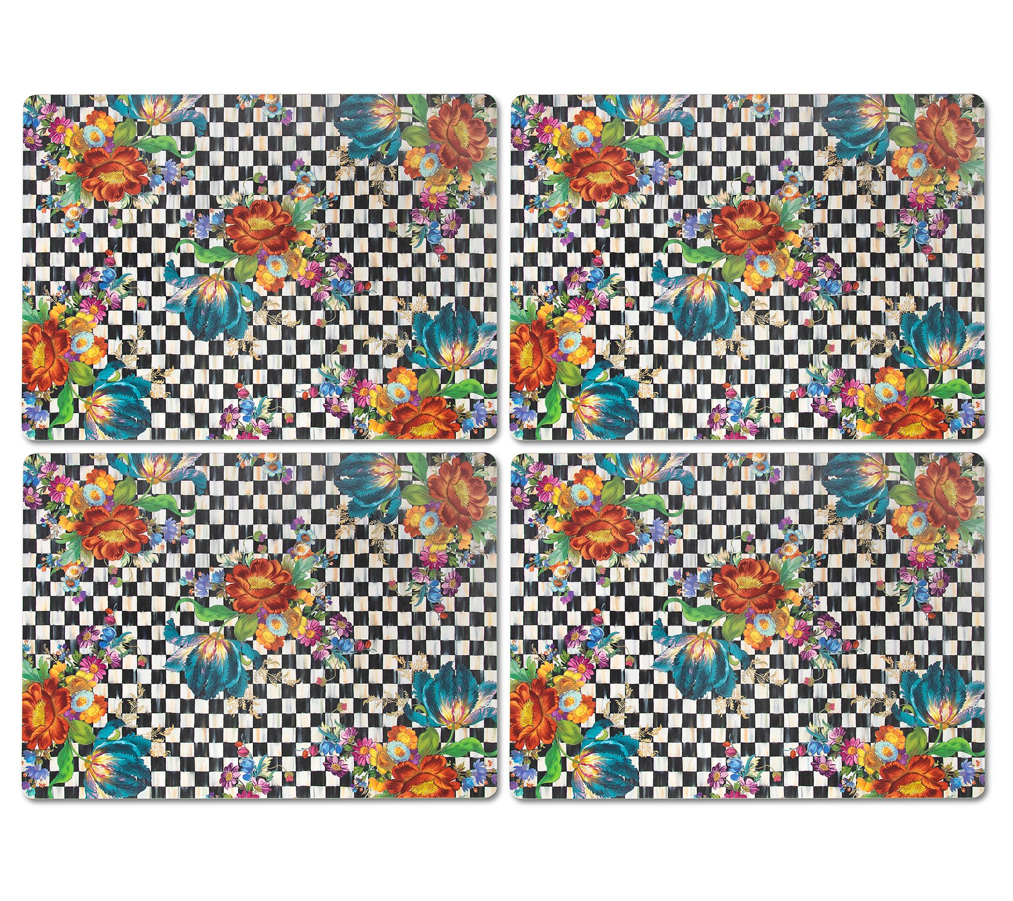 MacKenzie-Childs Set of 4 Courtly Flower Cork Back Placemats