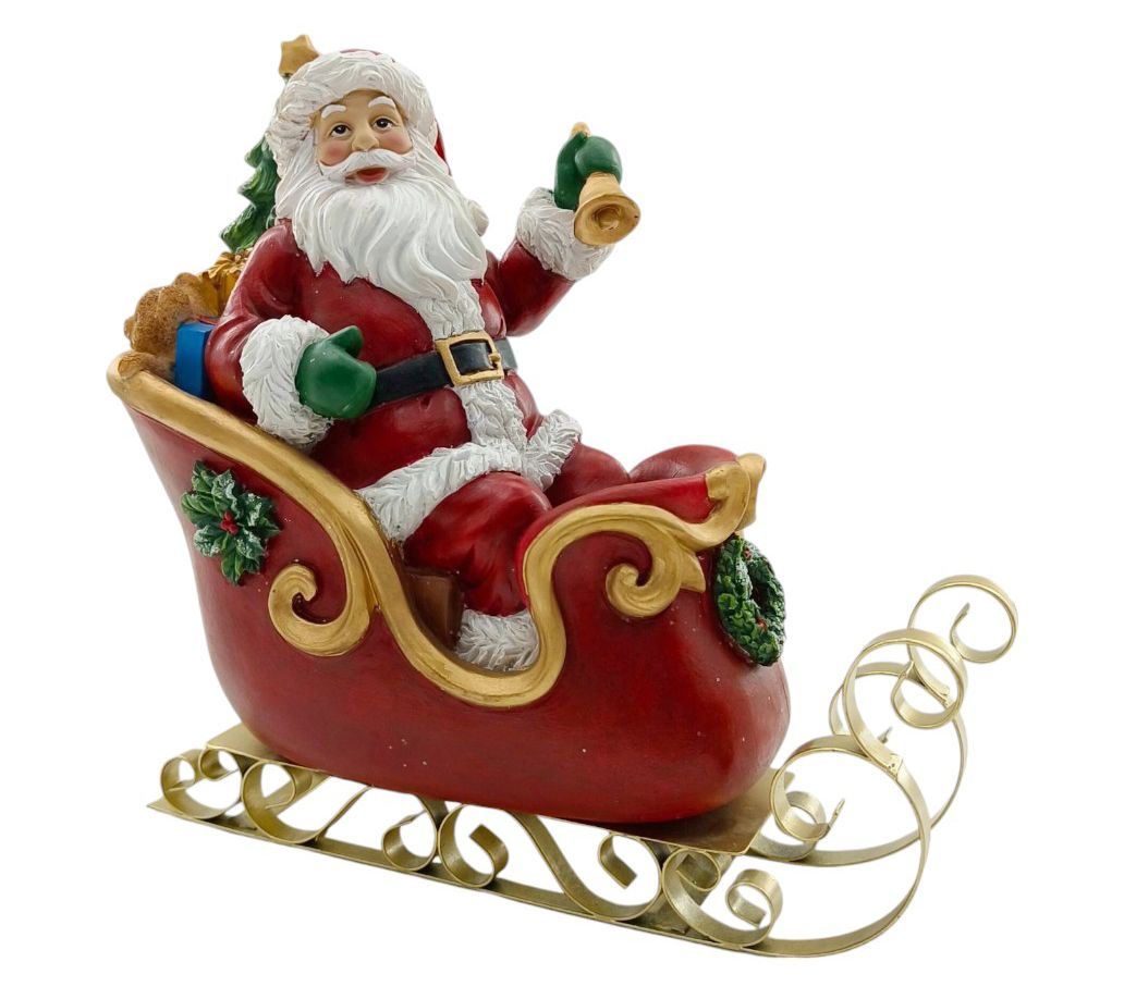 RC Home Decor 10" Resin Santa Claus Riding SledDecoration
