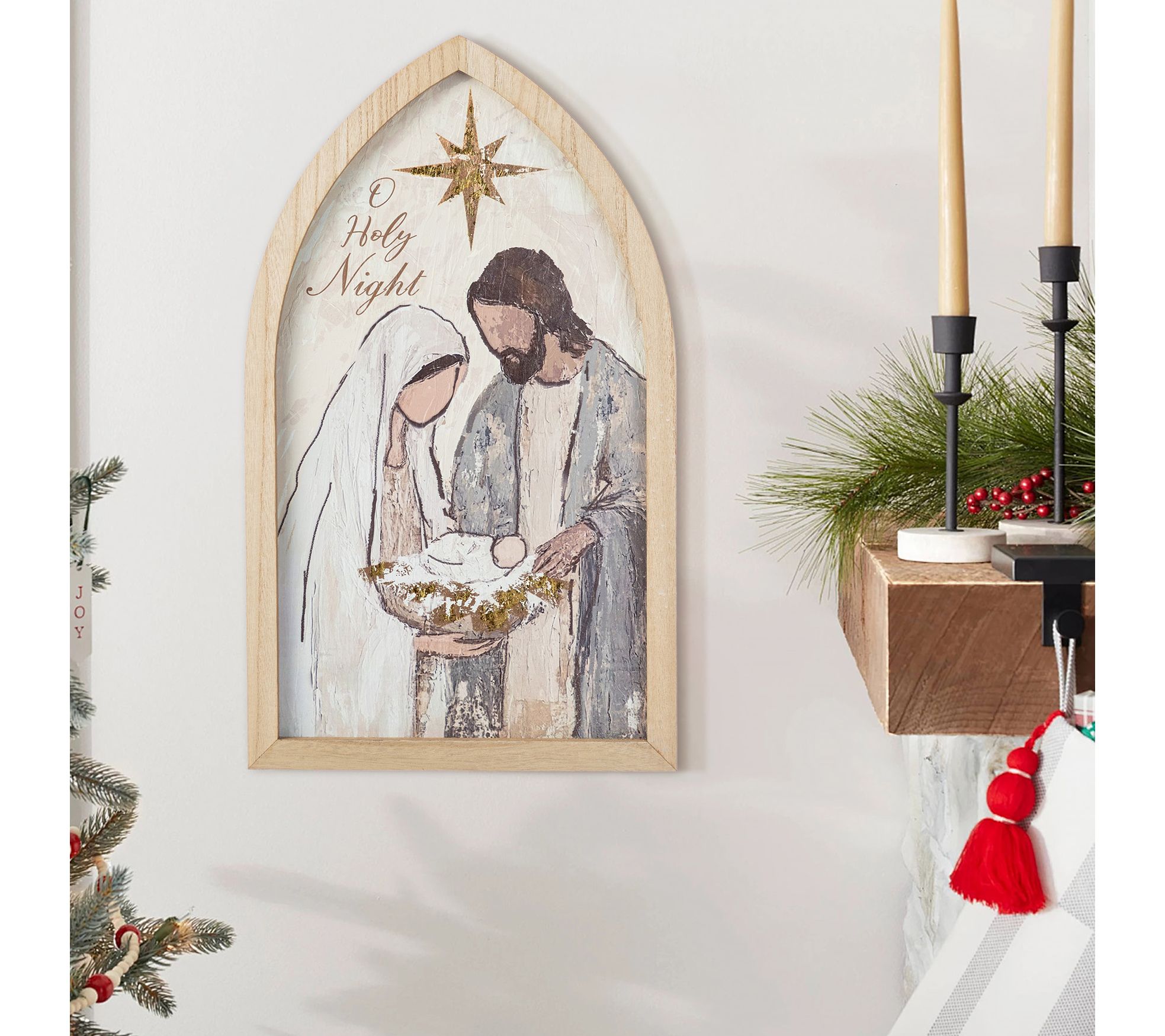 Glitzhome 19.75"H Wooden Gold Foil Nativity Scene Wall Decor