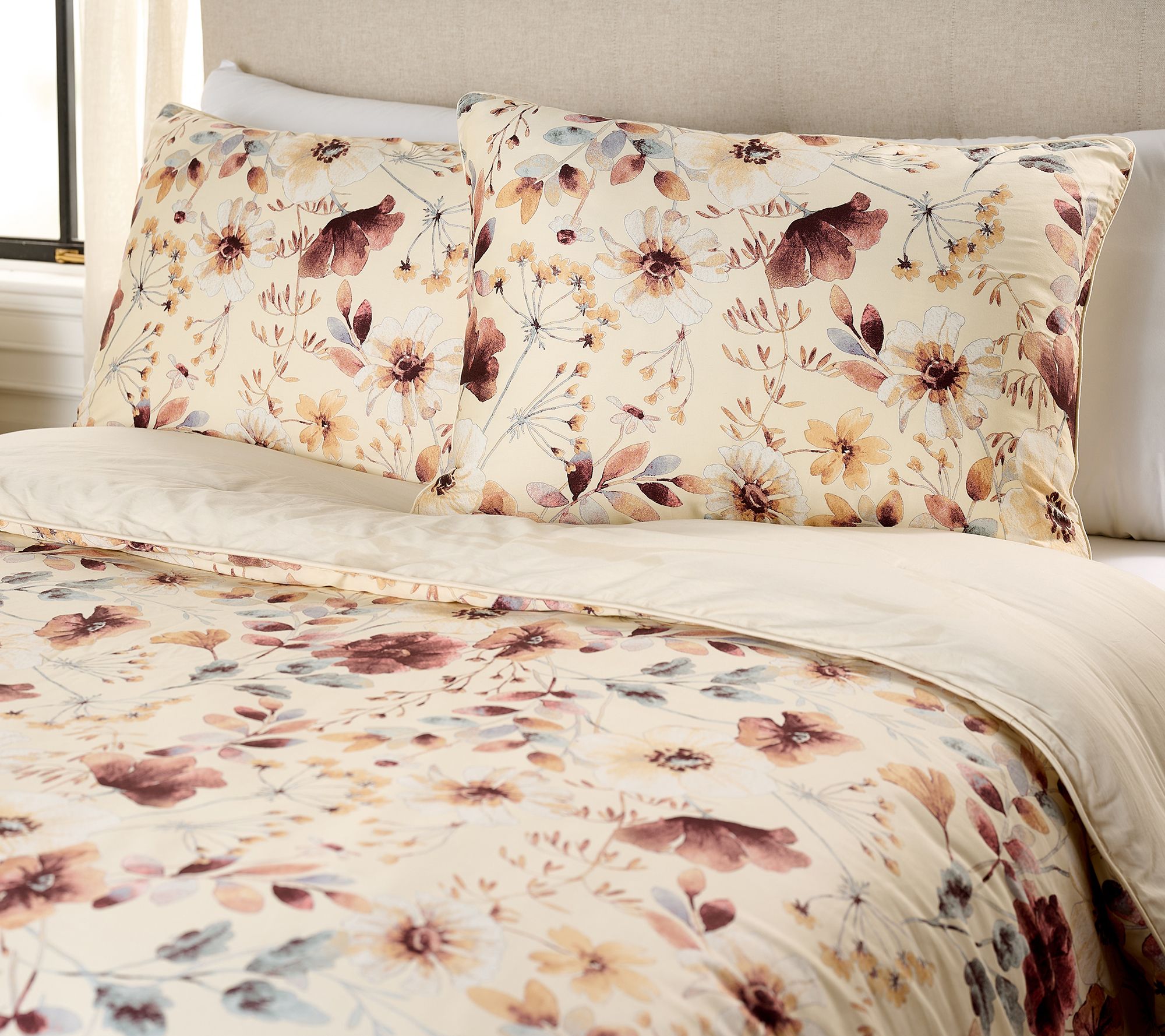 "As Is" Northern Nights Painterly FloralComforter Sham Set- Queen