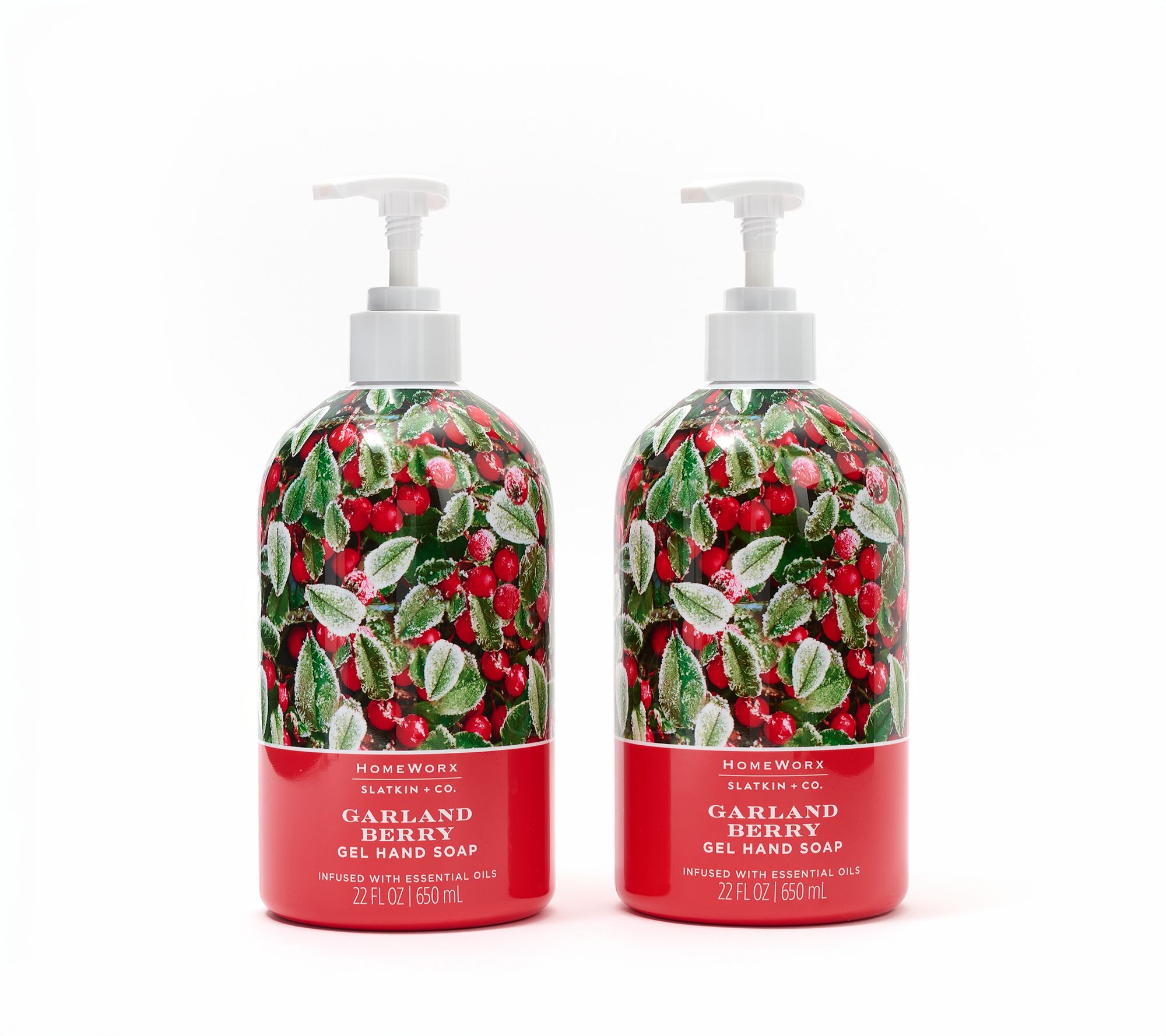  HomeWorx by Slatkin + Co. S/2 22oz Garland Berry Gel Hand Soaps