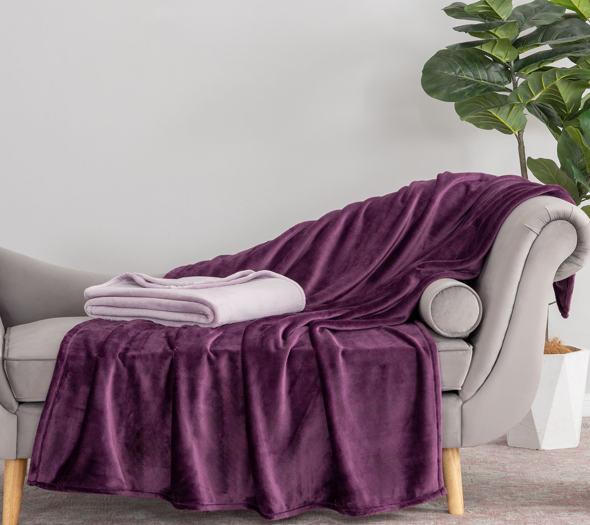 "As Is" Berkshire S/2 60x70 Velvetsoft Plush Throws