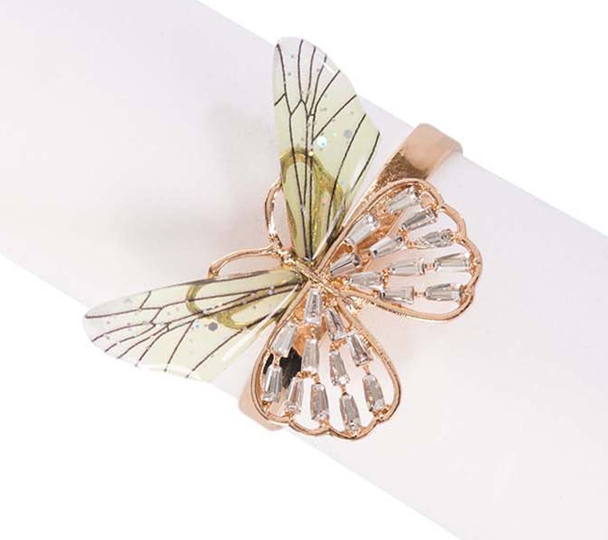 Crystal Butterfly Tabletop Napkin Rings Set of4 by Valarie