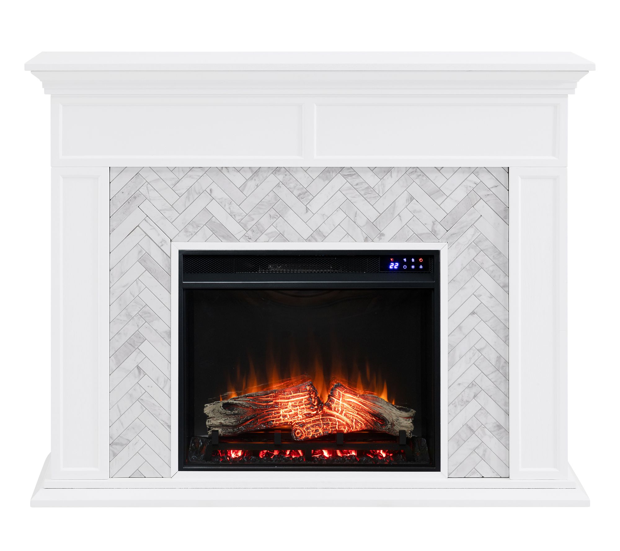 SEI Torlington Marble Tiled Touch Screen Electric Fireplace