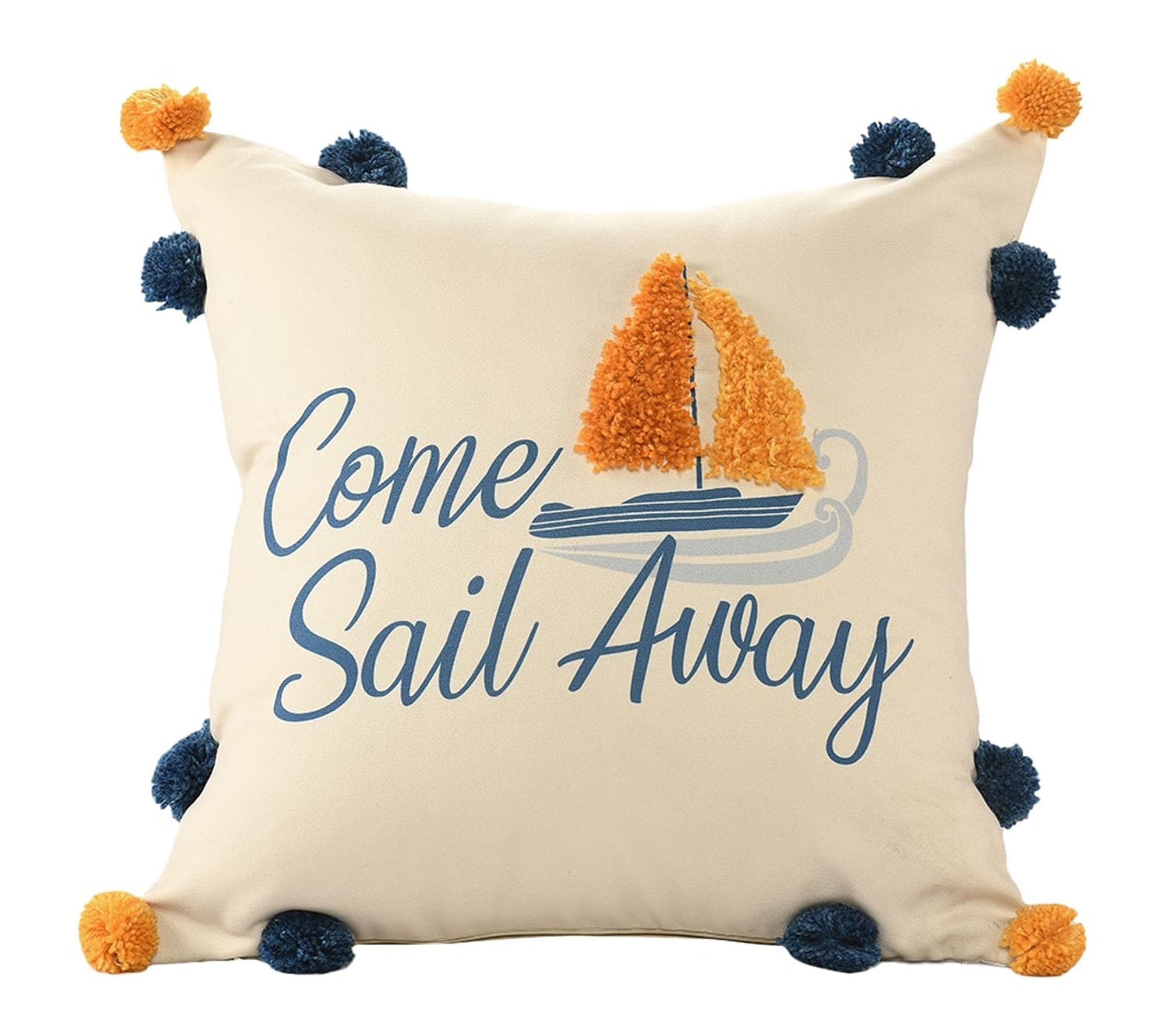 Ox Bay Navy/Yellow Graphic Print Polyester Pillow, 20" x 20"