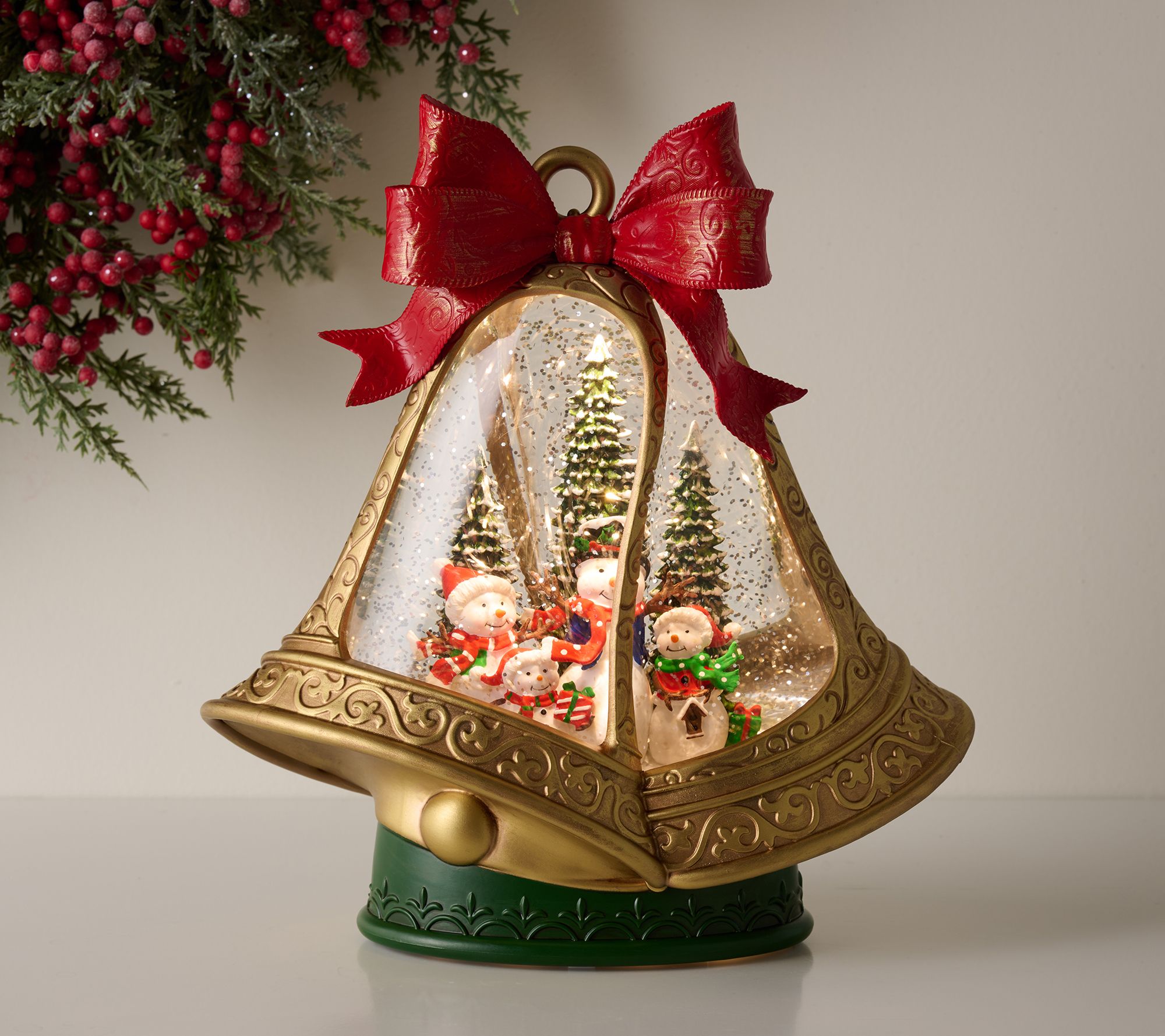 Illuminated Glitter Bells with Scene by Valerie