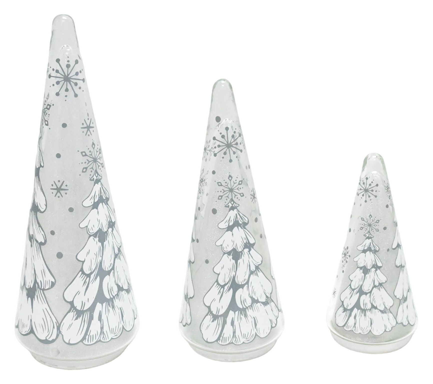 Temp-tations Set of 3 Staggered Lit Trees with Fairy Lights