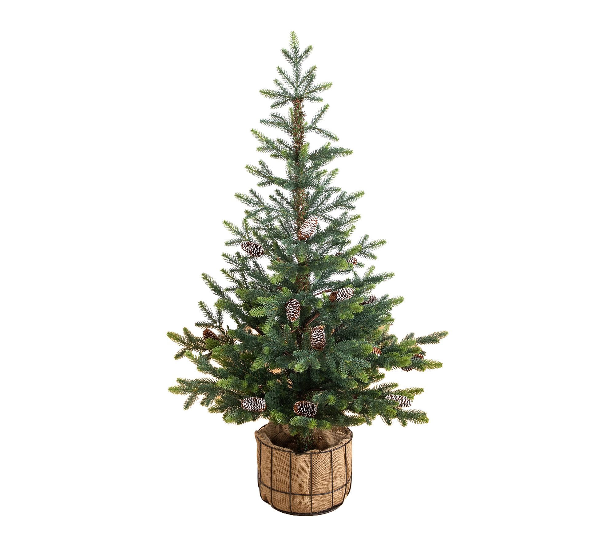 4-ft Fir  Tree with Pine Cones in Planter by Nearly Natural