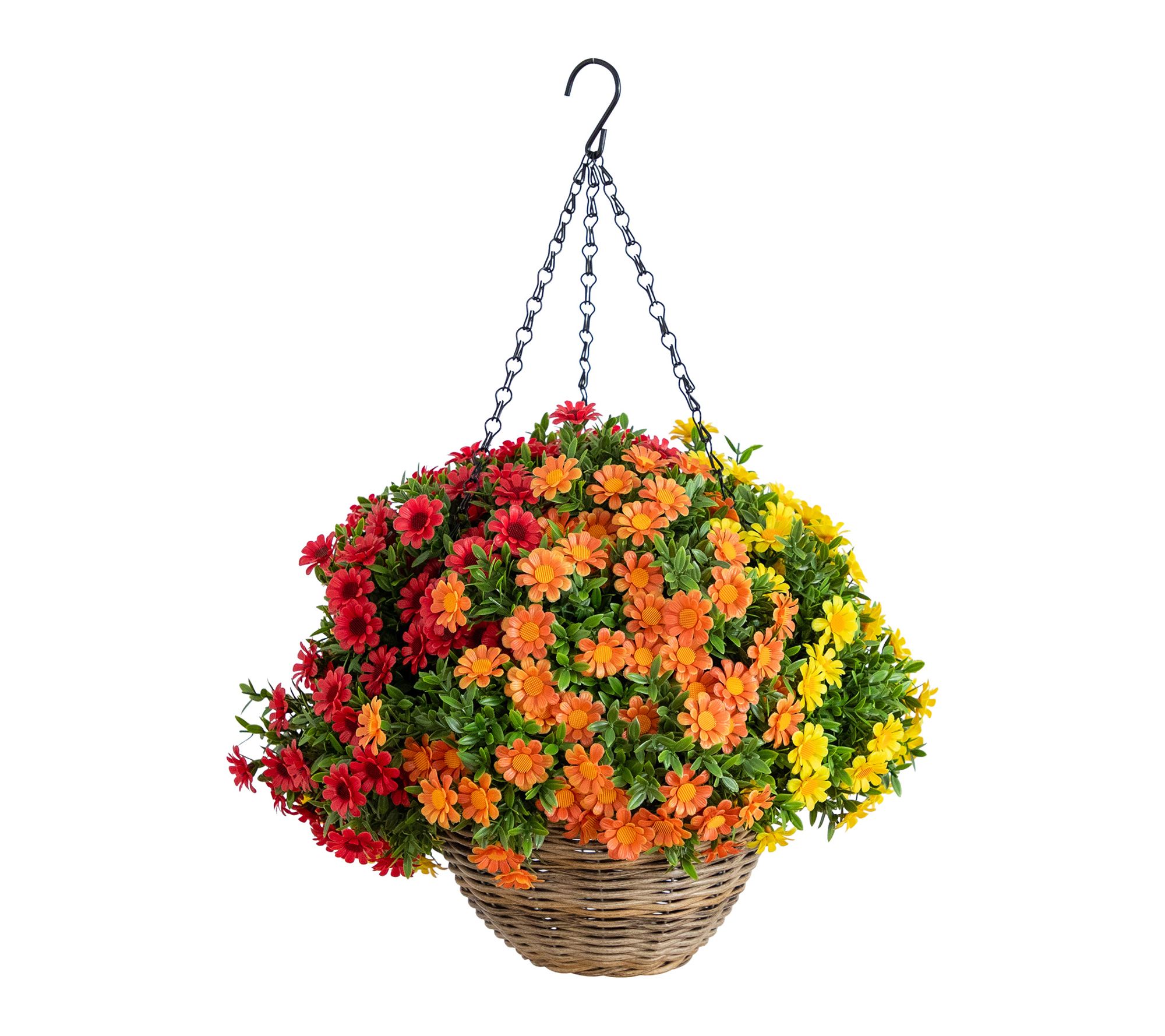 22-in UV Fall Mixed Daisy Hanging Basket by Nearly Natural