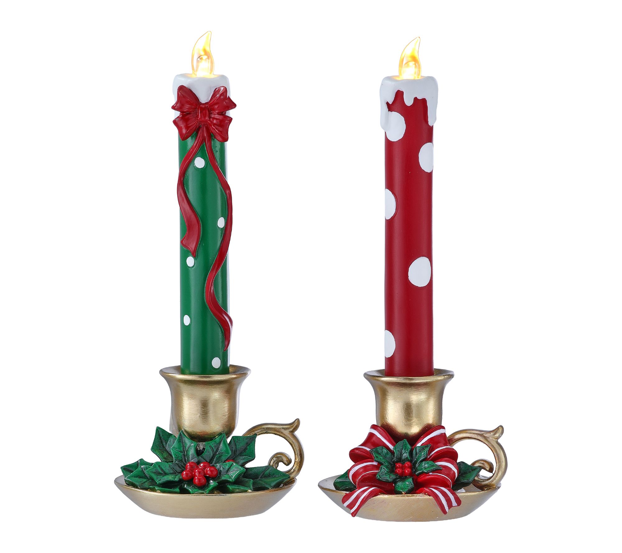 9.5" LED Resin Polka Dot Candle Set of 2 by Valerie