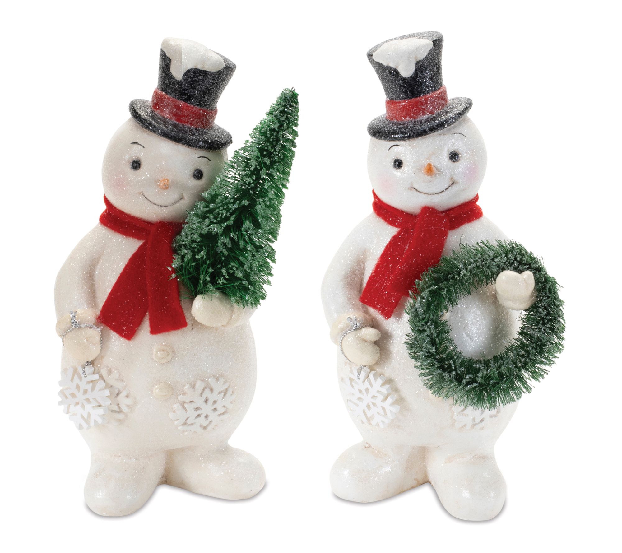Melrose Glittered Snowman Figurine (Set of 2)