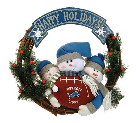 NFL Detroit Lions Snowman Wreath 