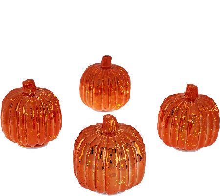 Set of 4 Illuminated Mercury Glass Harvest Accents by Valerie - QVC.com