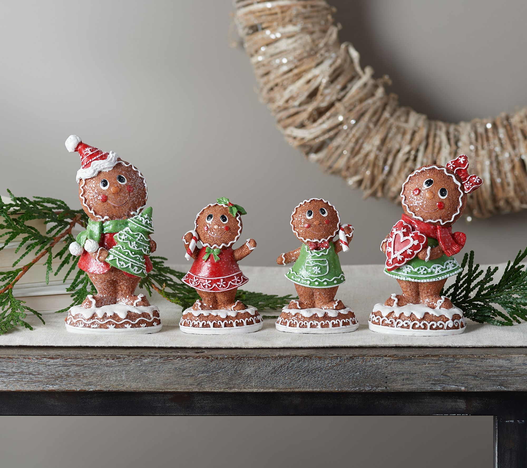 4-Piece Gingerbread Family Figurines by Valerie - QVC.com