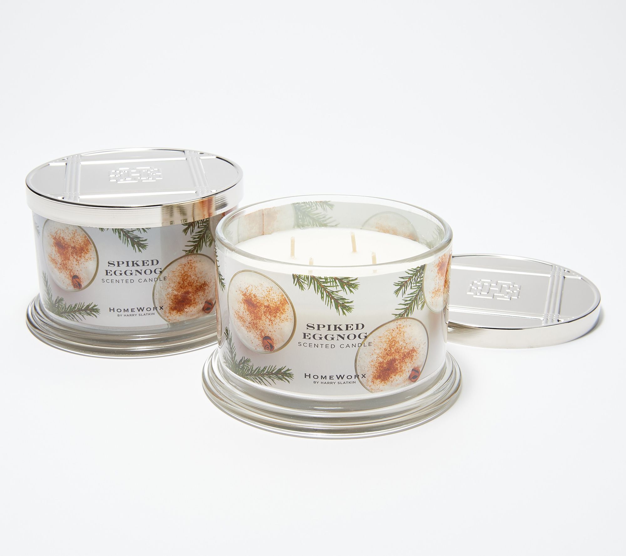 HomeWorx by Harry Slatkin S/2 Spiked Eggnog 18oz Candles - QVC.com