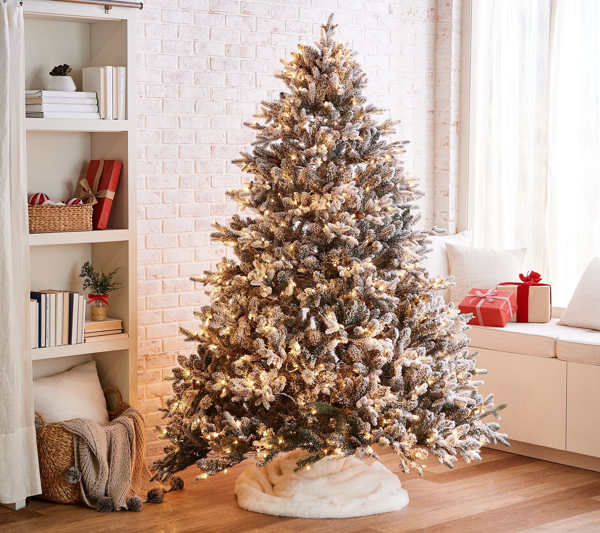 Martha Stewart 9' Full Flocked Tree with Pinecones