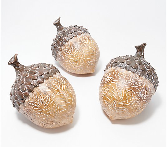 Home Reflections Set of 3 6" Resin Acorns