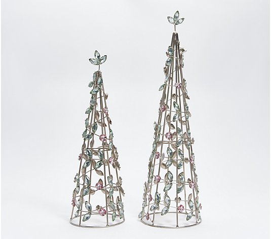 Martha Stewart Set of 2 Jeweled Cone Trees