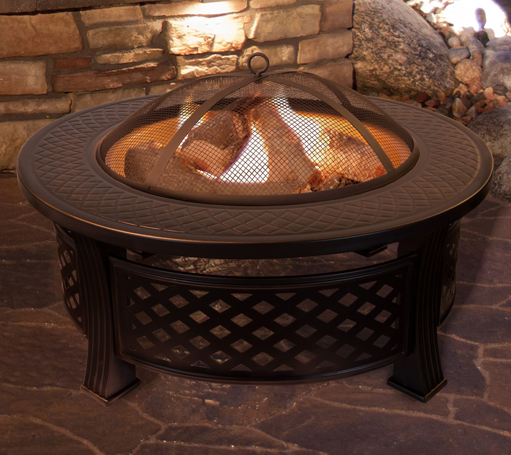 Nature Spring 32" Round Fire Pit- Steel Patio Ring