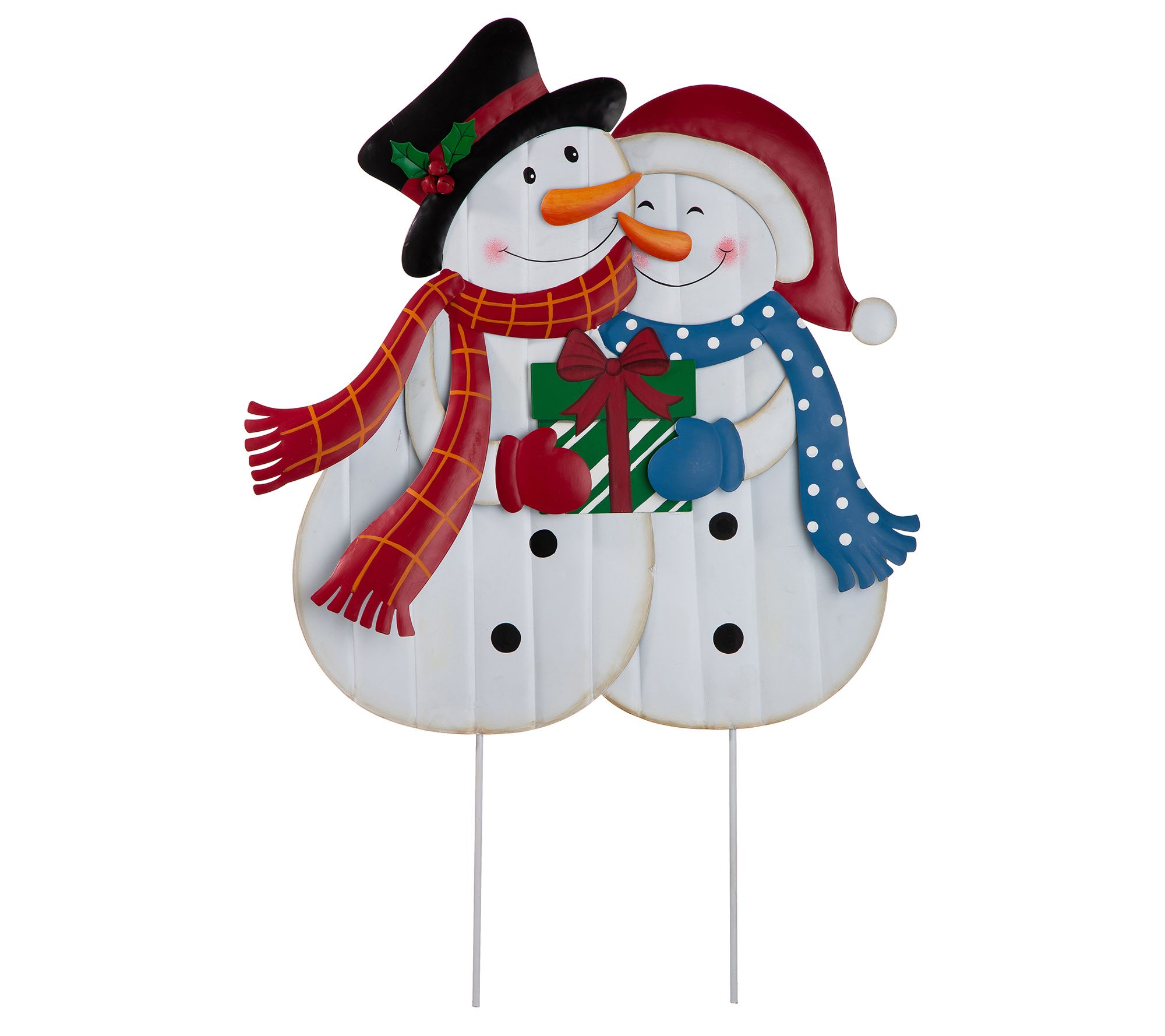 Glitzhome The Love of Christmas Hugging Couple Yard Stakes S/2