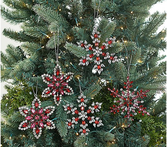 Martha Stewart Set of 5 Jeweled Snowflake Ornaments