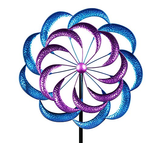 Exhart Purple and Teal Double Metal Spinner Stake
