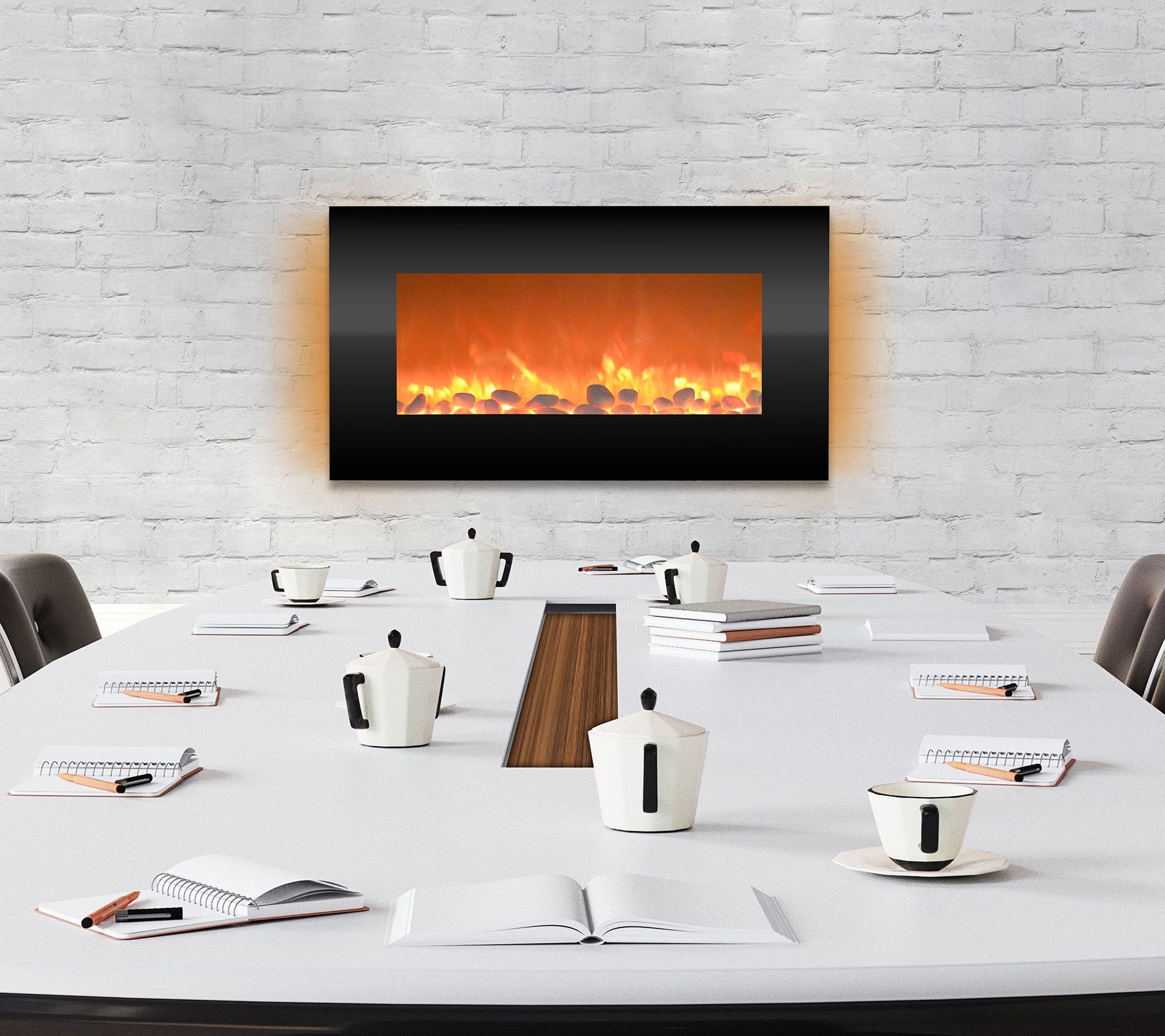 Northwest 31" Electric Fireplace 13 Backlight Colors Black