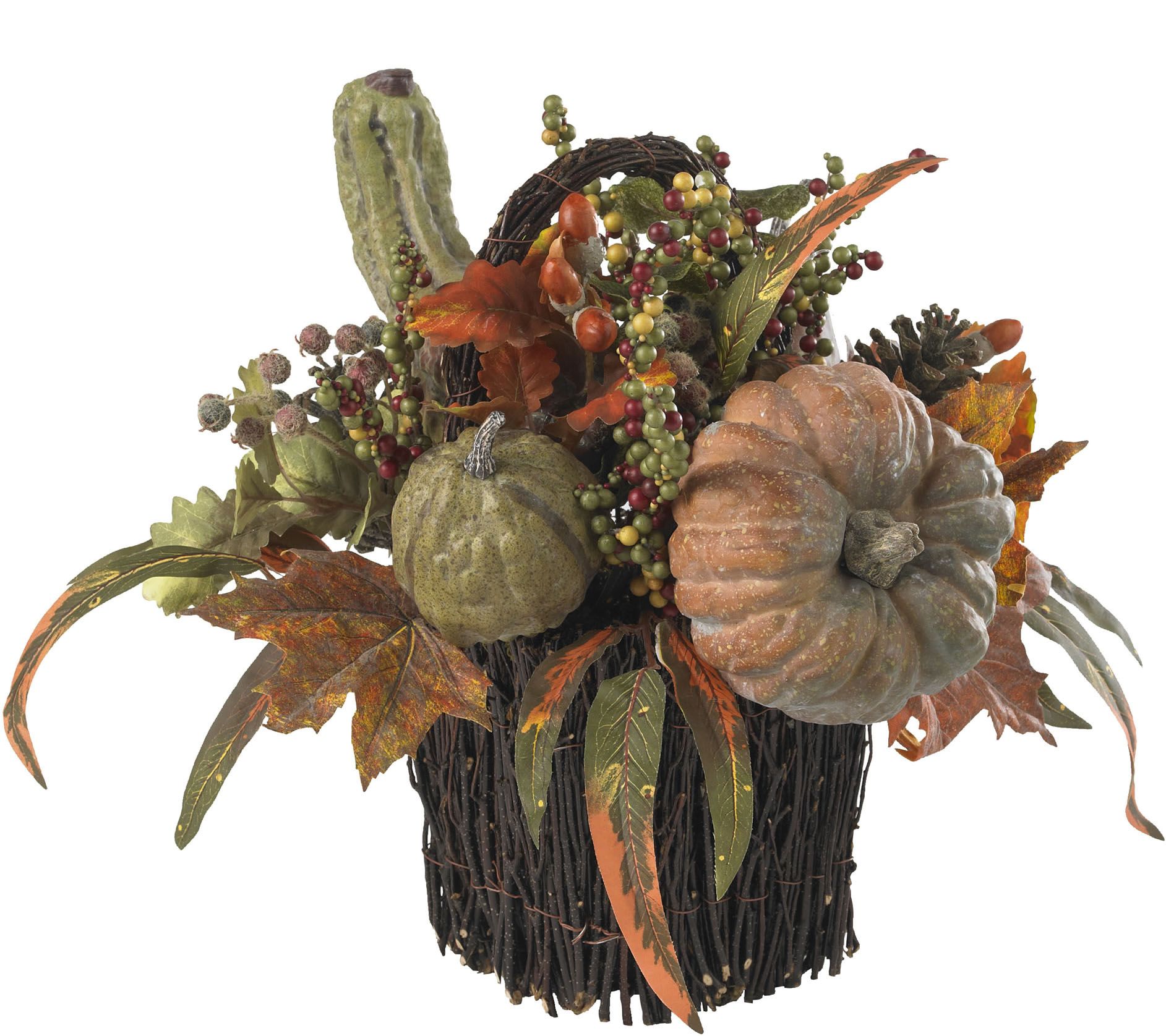 Fall Pumpkin & Berry Table Arrangement by Nearly Natural