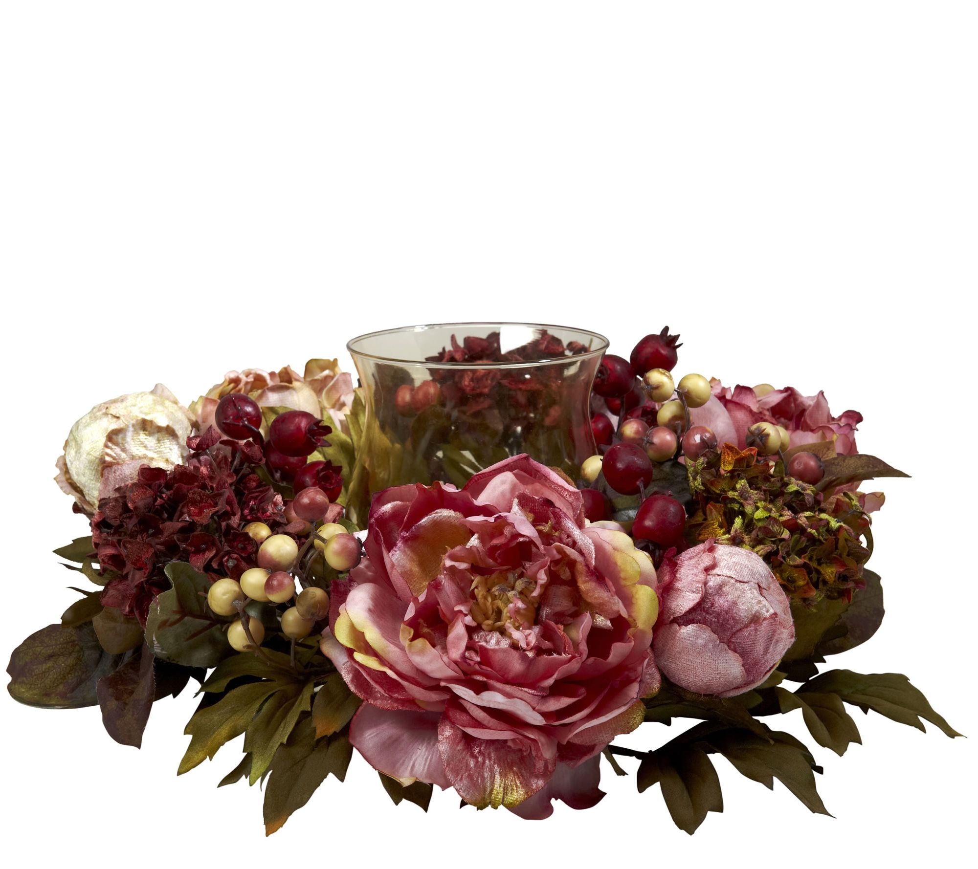 Peony Hydrangea Candelabrum by Nearly Natural