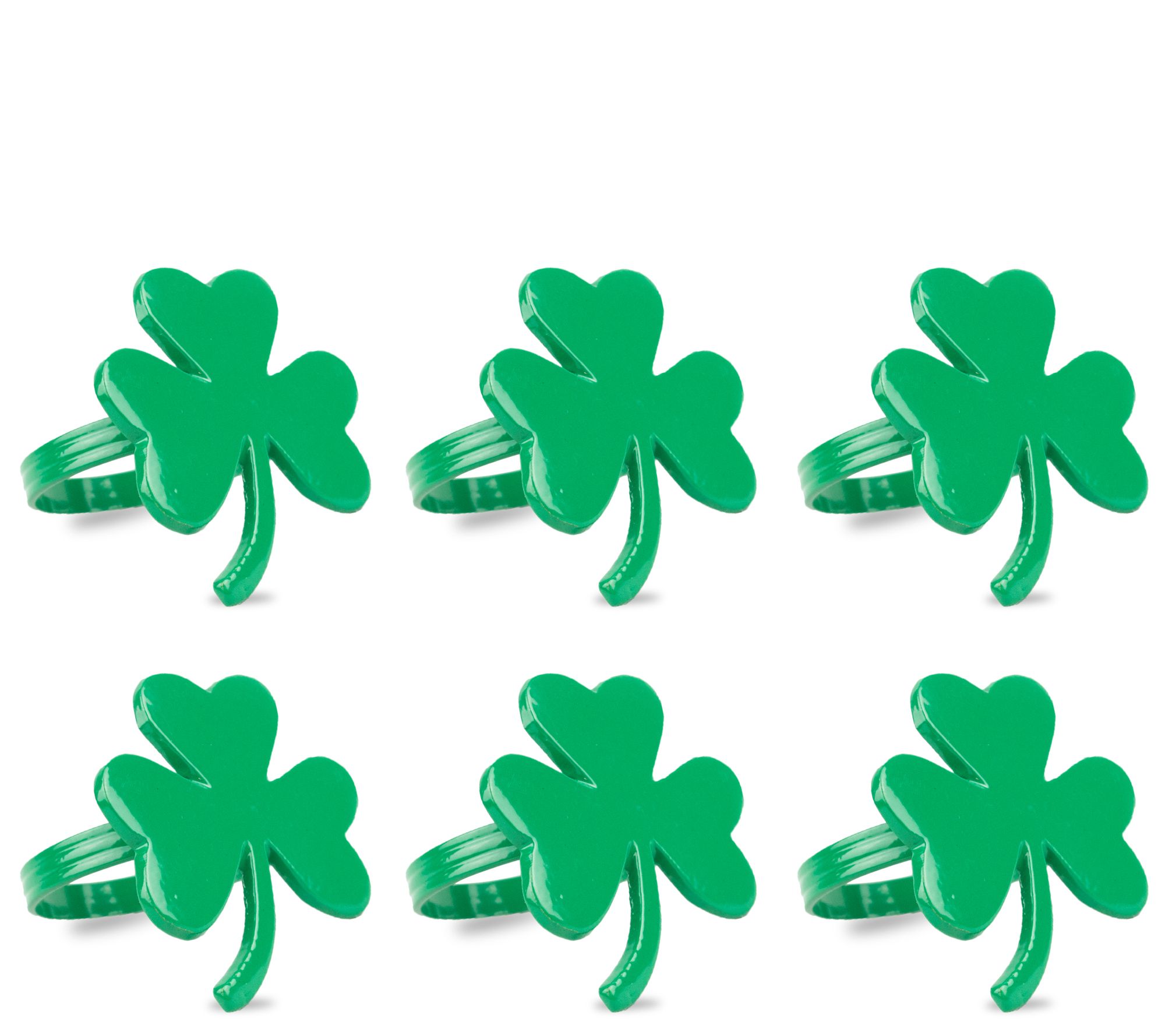 Design Imports Set of 6 Green Shamrock Napkin Rings