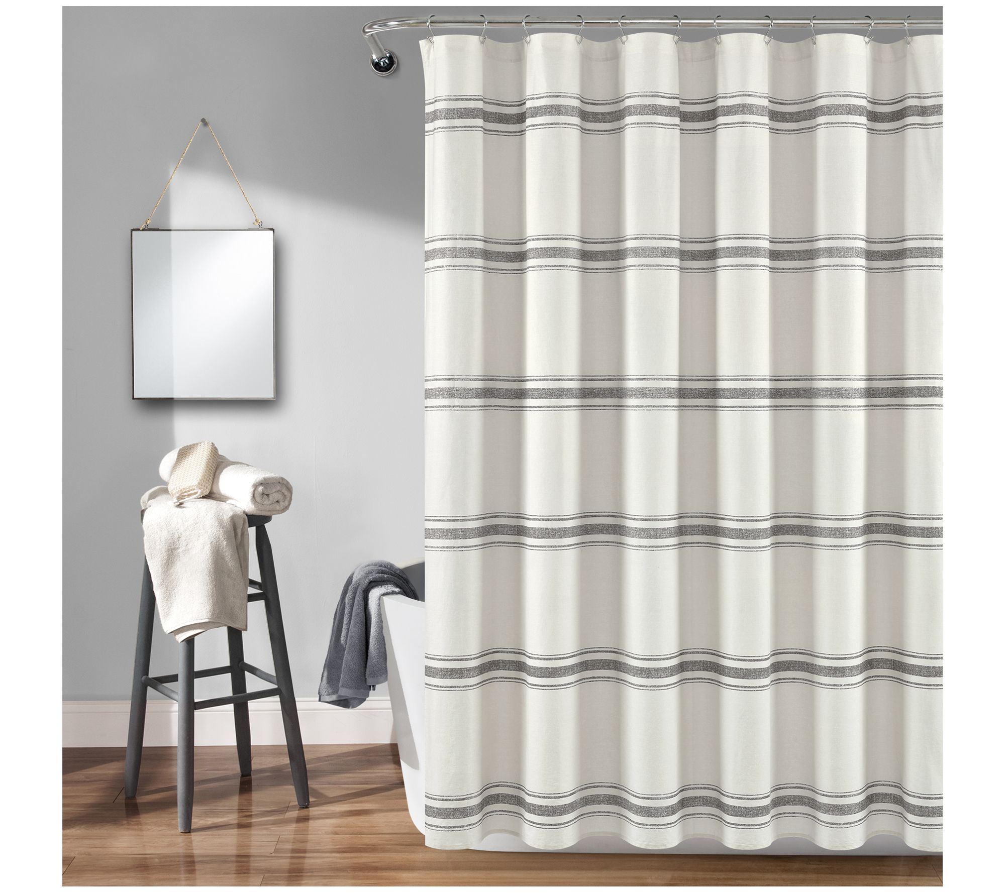 Farmhouse Stripe 72" x 72" Shower Curtain by Lush Decor