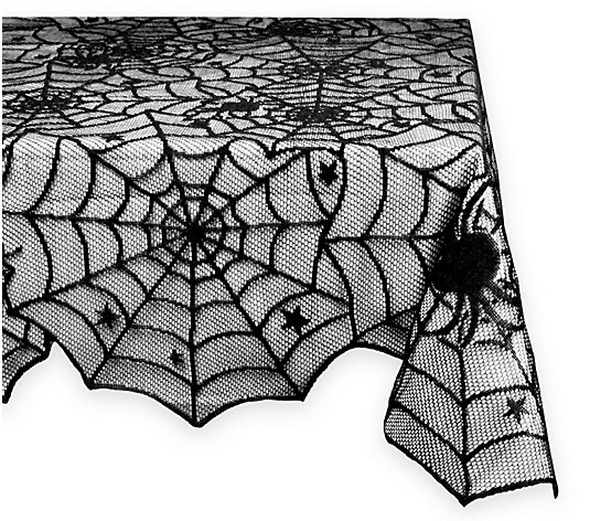 Design Imports Black Spiderweb Lace Tablecloth54" x 72"