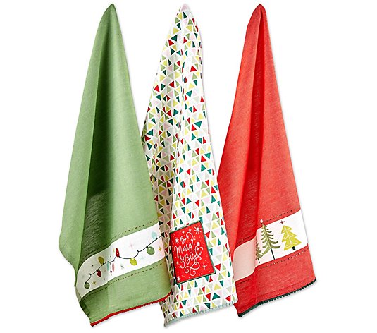 Design Imports Set of 3 Festive Christmas Kitchen Towels