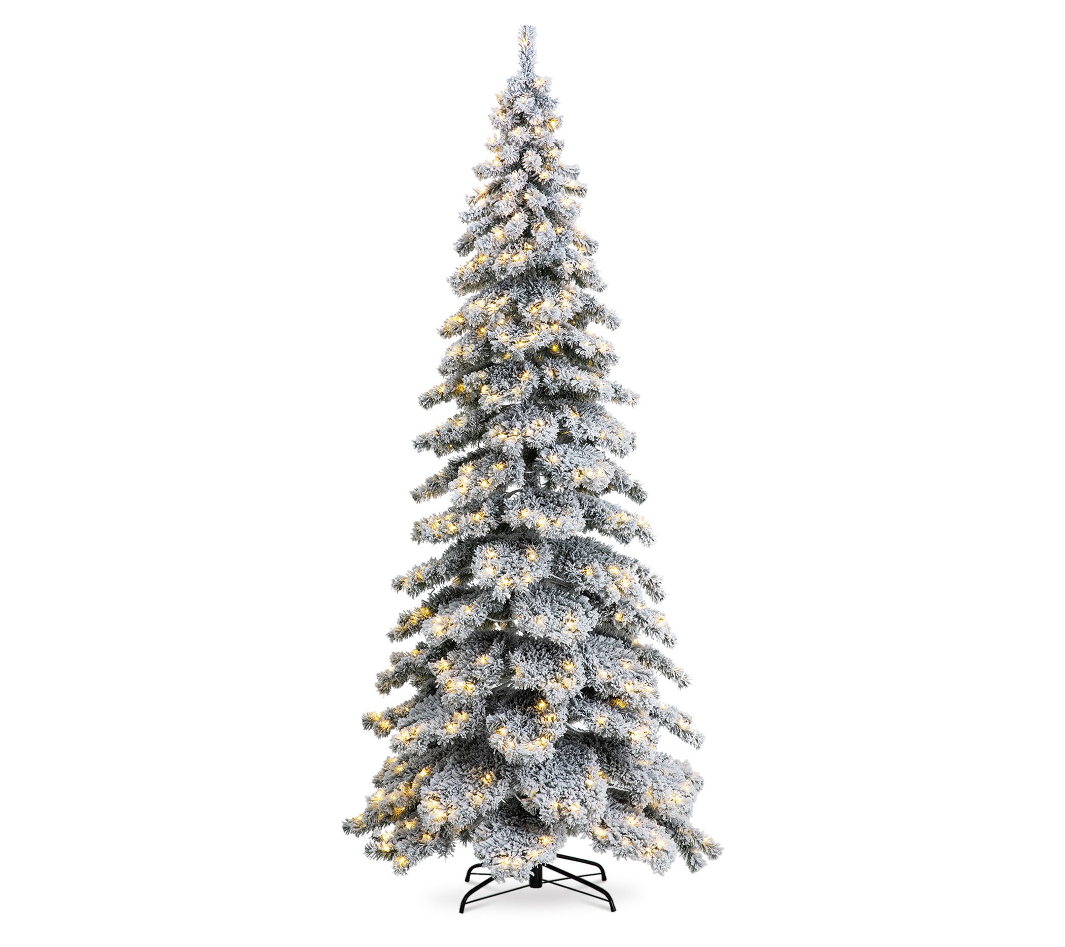 Glitzhome 9' Prelit Flocked Layered Spruce Christmas Tree