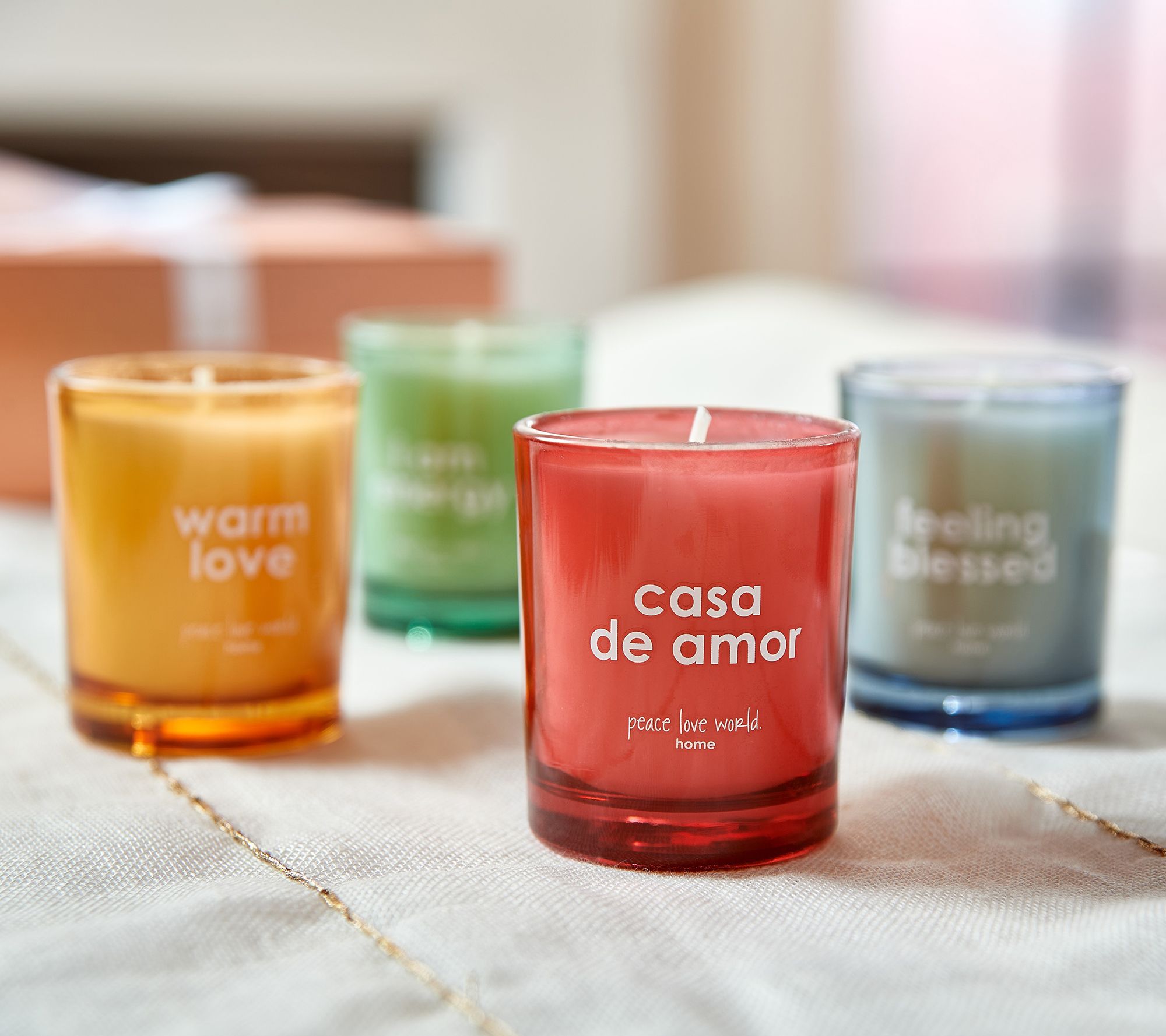 "As Is" Peace Love World 12 Days of Christmas Votive Gift Set