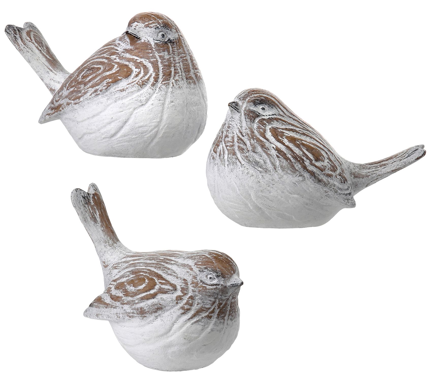 Polystone Carved Fat Bird 5" Set of 3 by Valerie