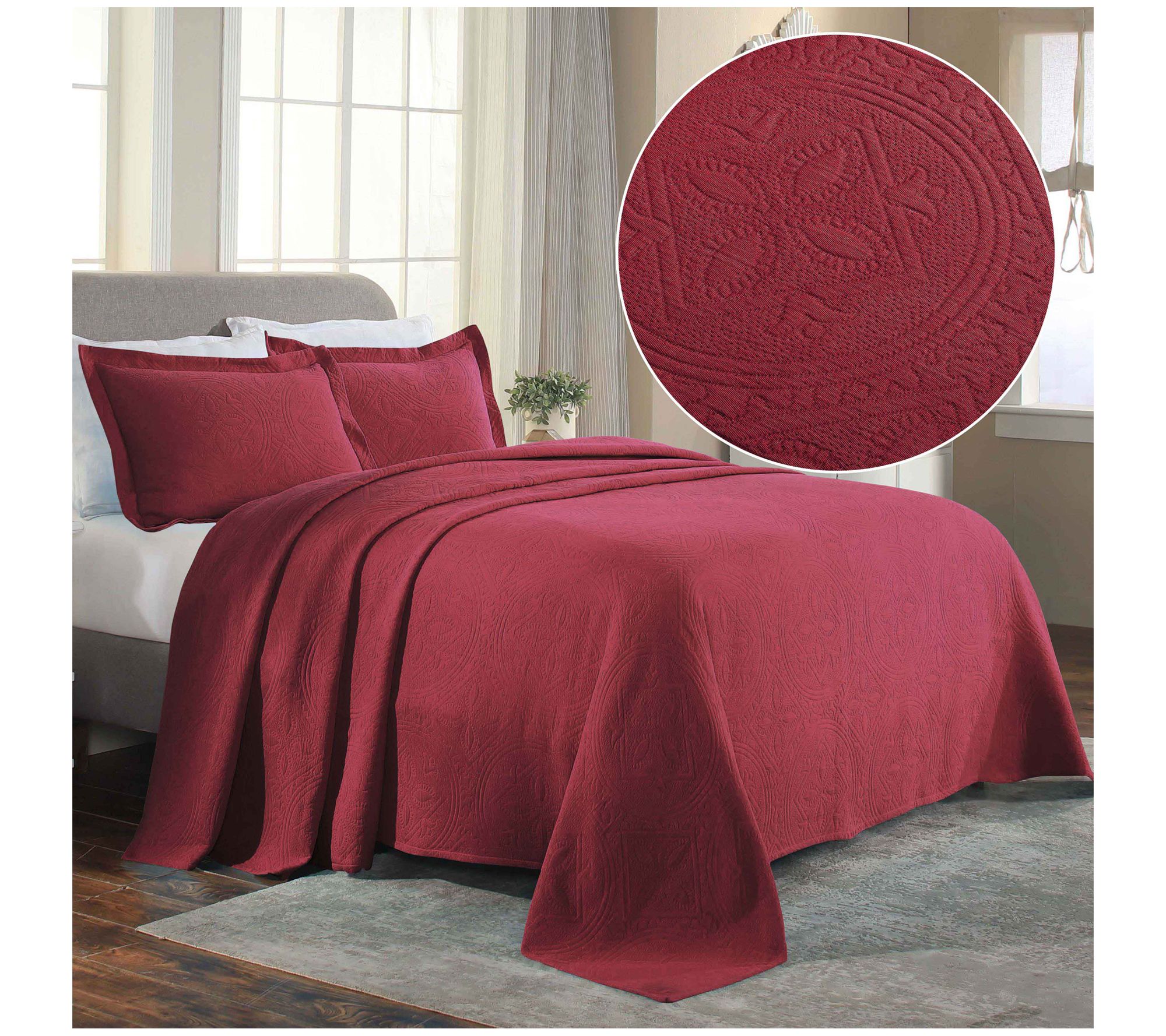Superior 2-Piece Jacquard Matelasse Cotton TwinBedspread Set