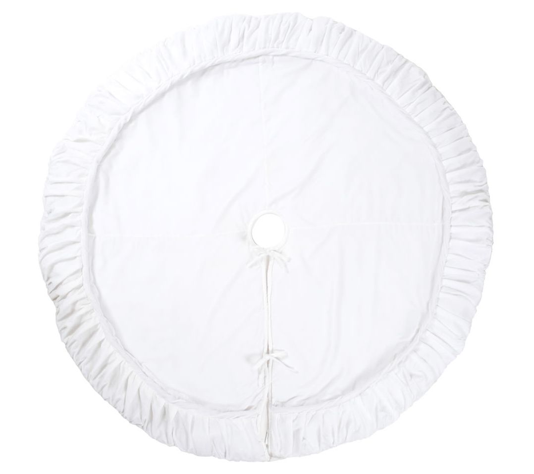 Vickerman 84" Plush White Velvet Christmas Tree Skirt