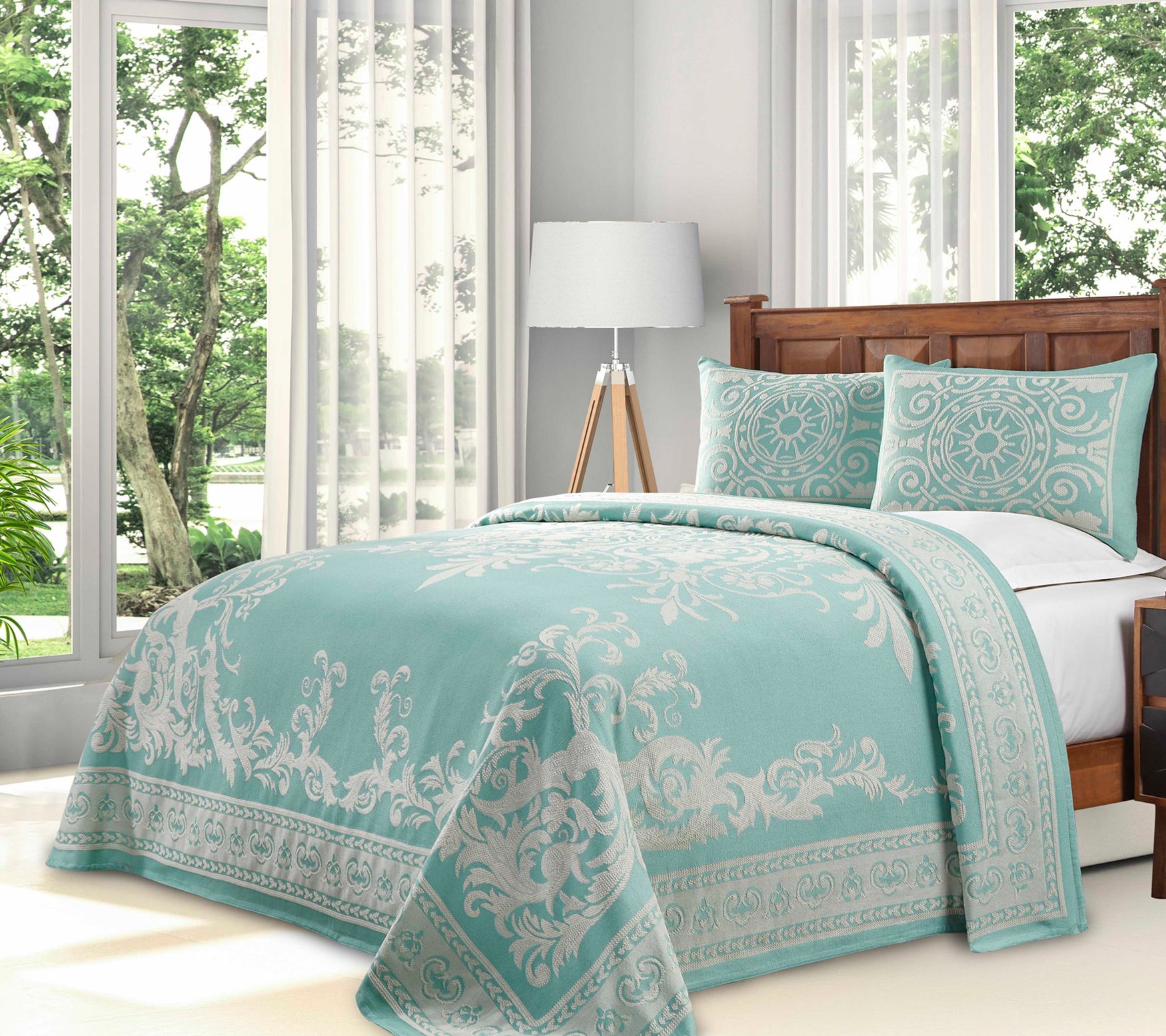 Superior Cotton Blend Oversized Bedspread and Sham Set, Queen