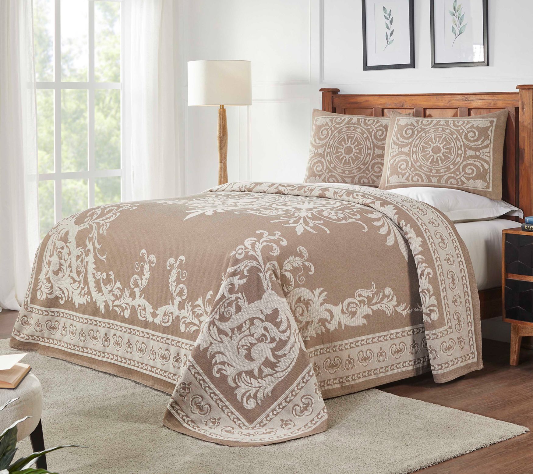 Superior Cotton Blend Oversized Bedspread and Sham Set, Queen
