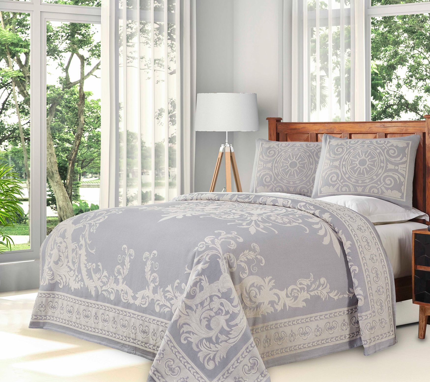 Superior Cotton Blend Oversized Bedspread and Sham Set, Queen